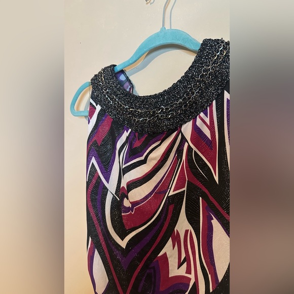 Ashley Stewart 14/16 halter top beading shimmering Purple and Black - Picture 5 of 7